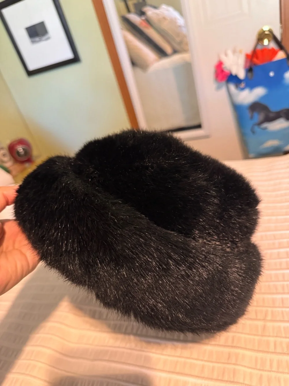 Vintage Black Faux Fur Hat - Picture 2 of 3